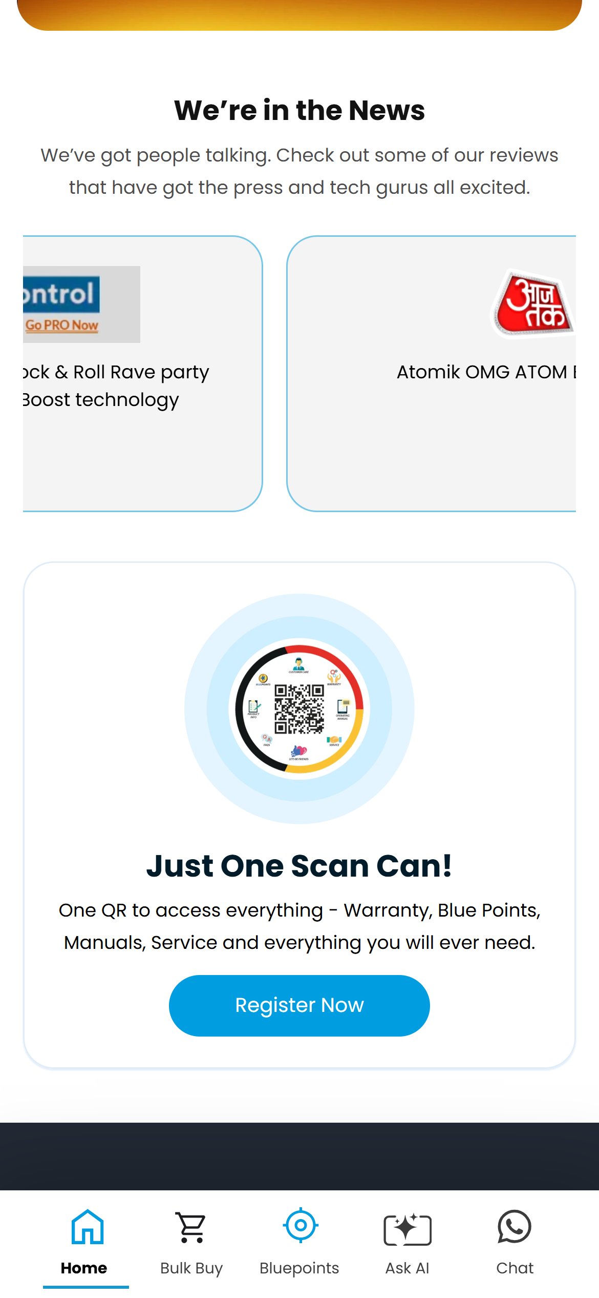 Blaupunkt - press strip is the only homepage social proof