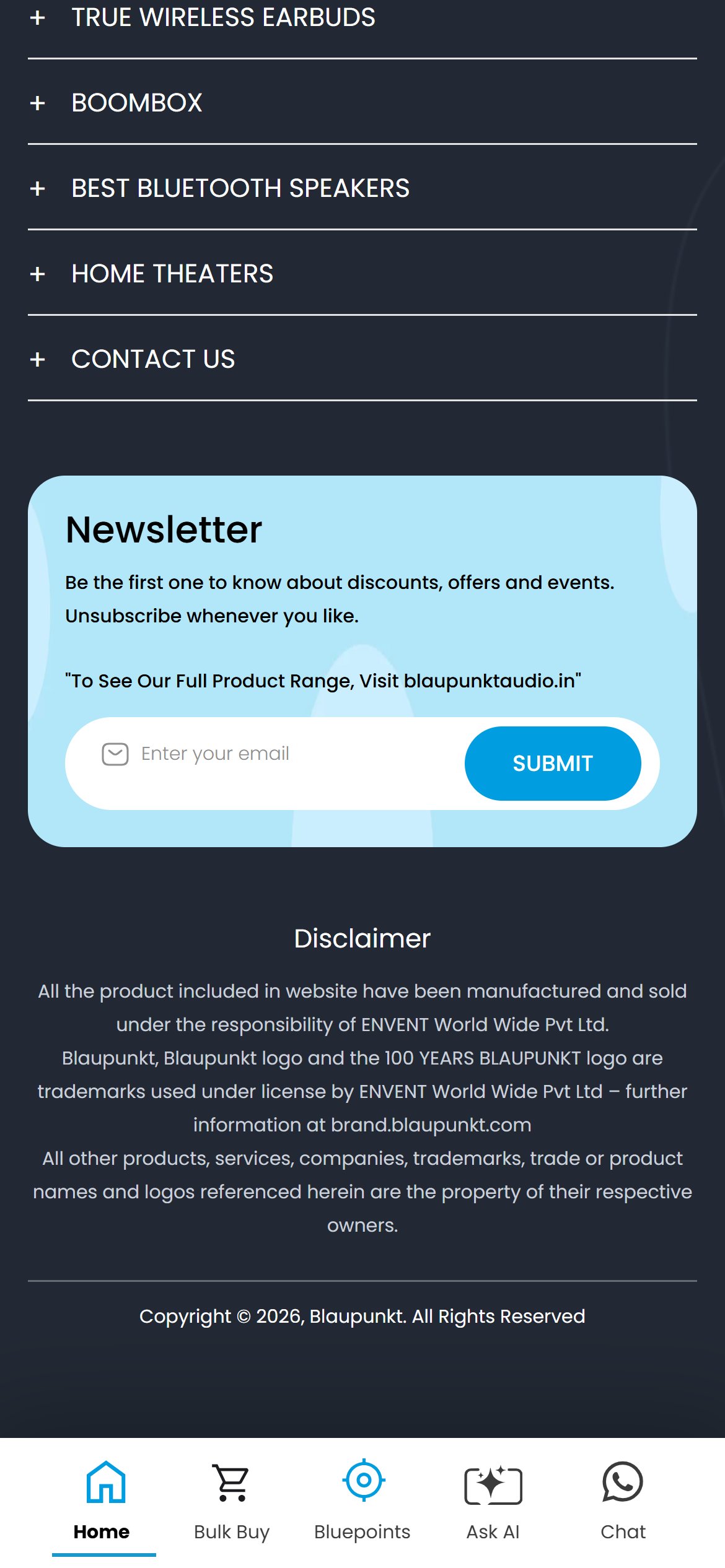 Blaupunkt - newsletter signup, no incentive